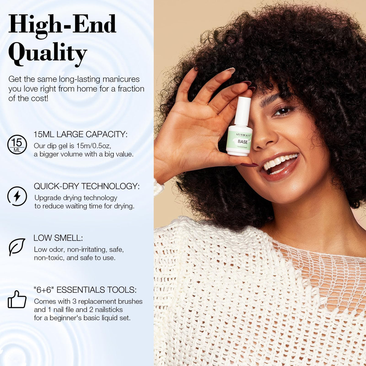 User applying AZUREBEAUTY dip powder at home