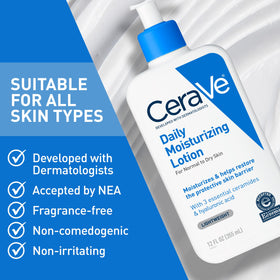 User applying CeraVe Daily Moisturizing Lotion on hand