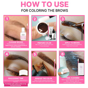 User applying CLIONE Lash Lift and Colour Kit at home