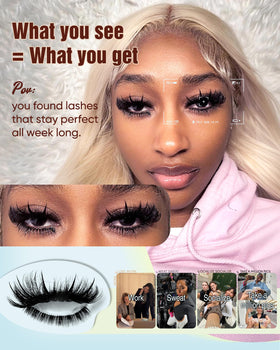 User applying CORUSCATE Lash Clusters for dramatic effect