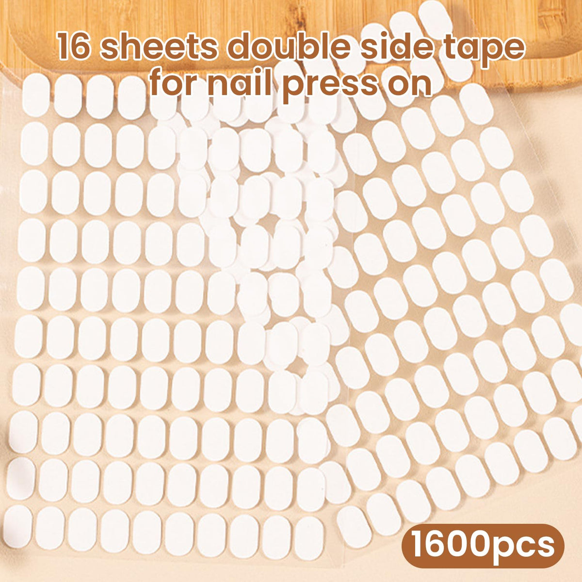 User applying ESUOHYM double sided tape on nails