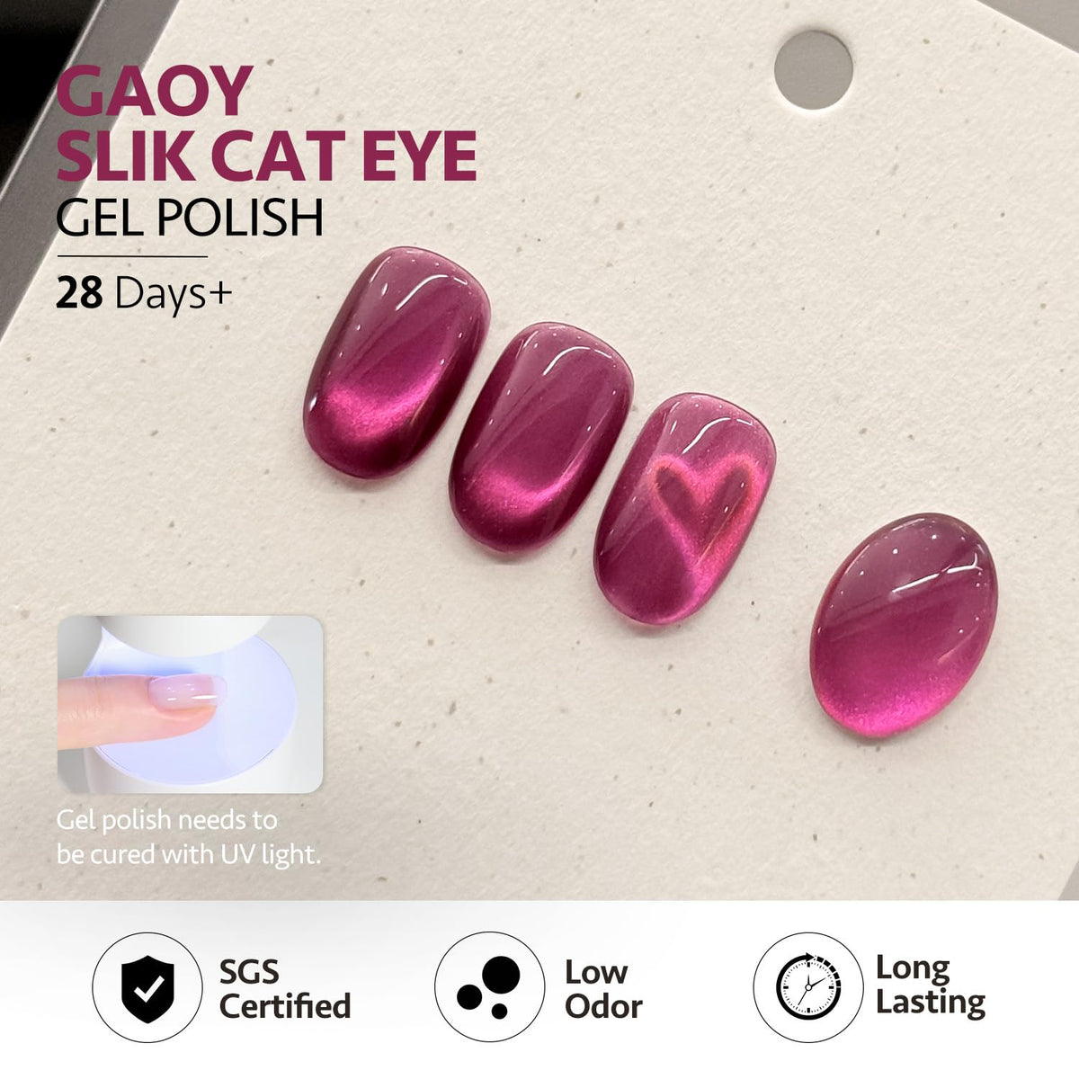 User applying GAOY gel polish with nail lamp