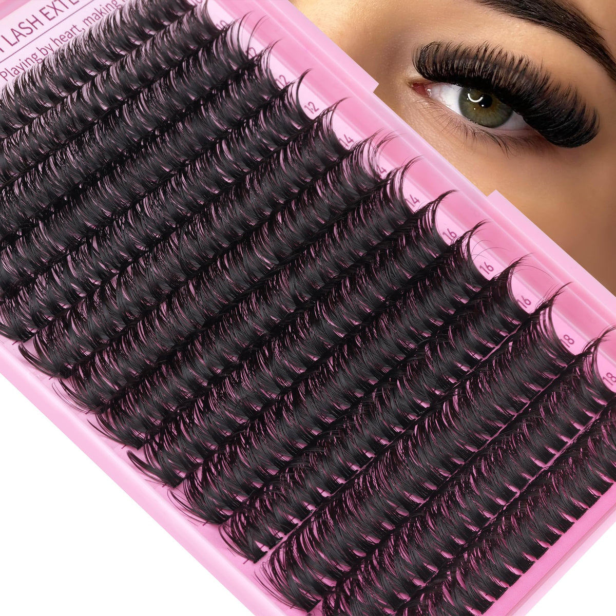 User applying Geeneiya lashes using tweezers