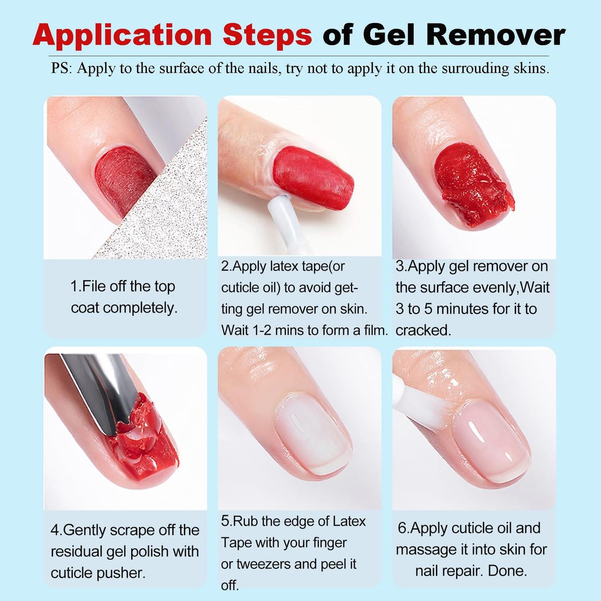 User applying gel polish remover at home