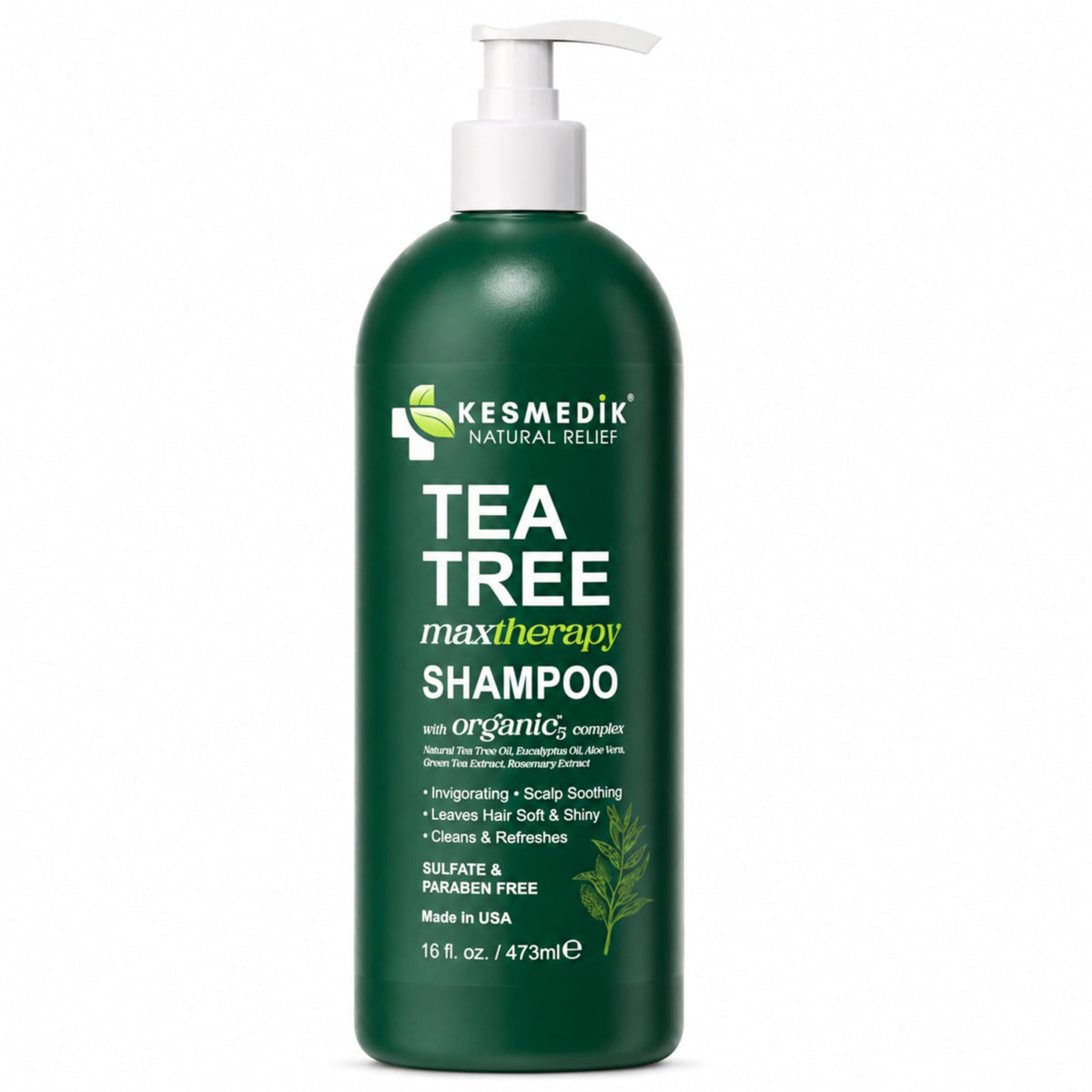 User applying KESMEDIK Tea Tree Shampoo in shower