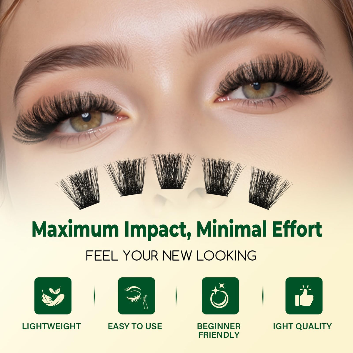 User applying KEYYOU lash clusters for a dramatic look