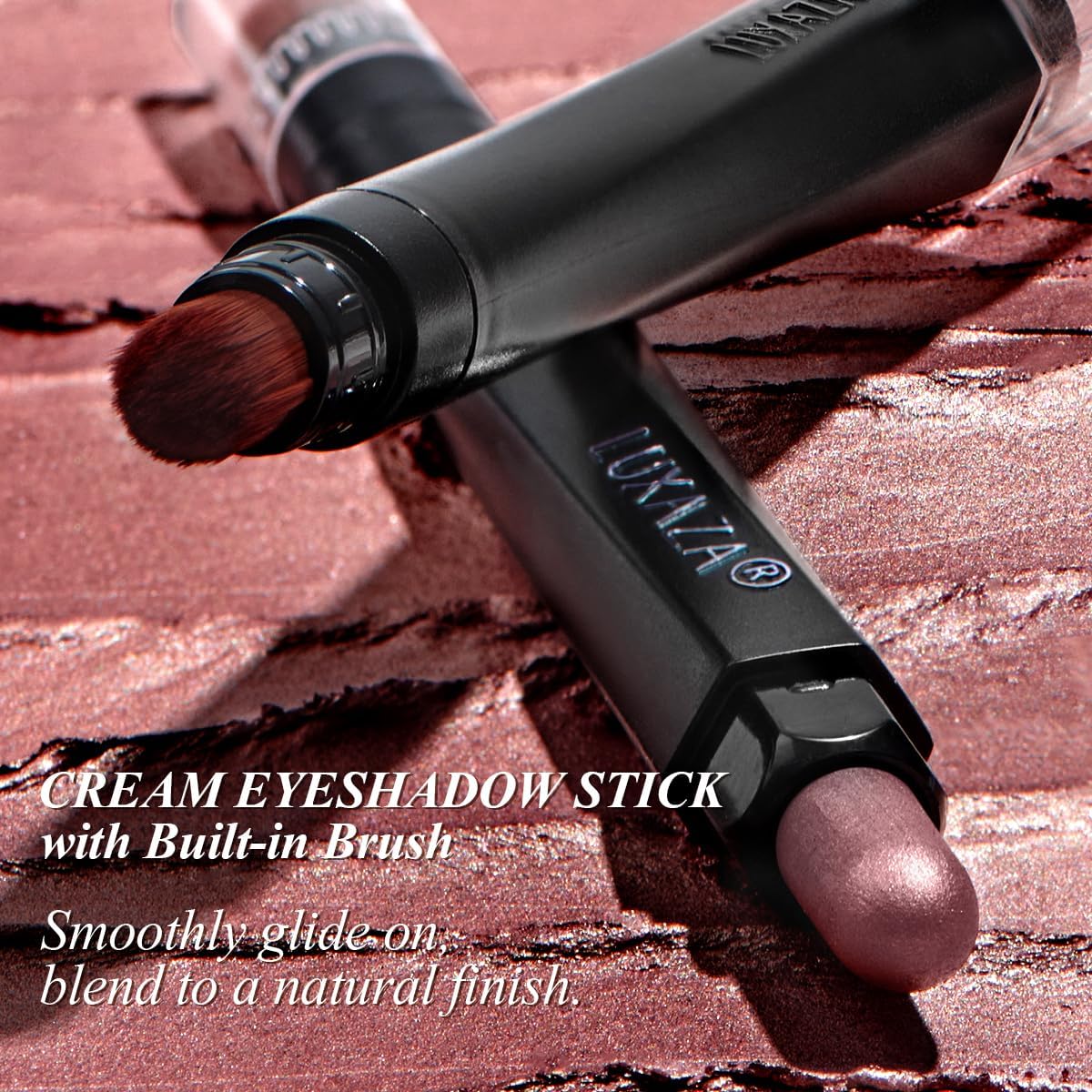 User applying LUXAZA PRO eyeshadow stick for a natural look