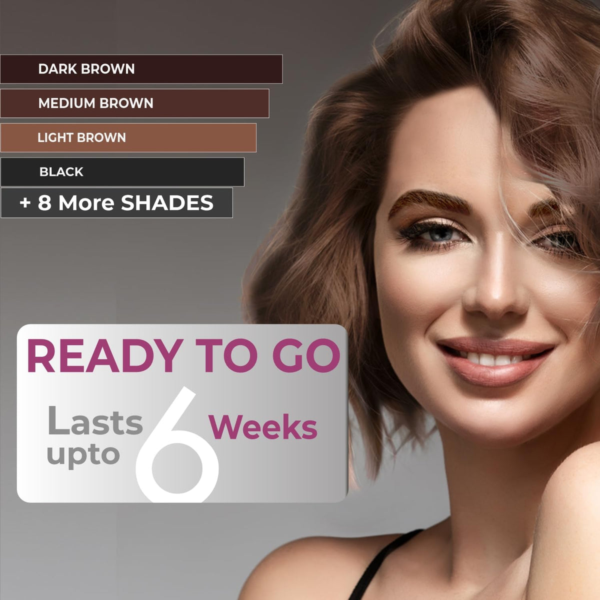 User applying MinaiBrow Henna Tint in bathroom