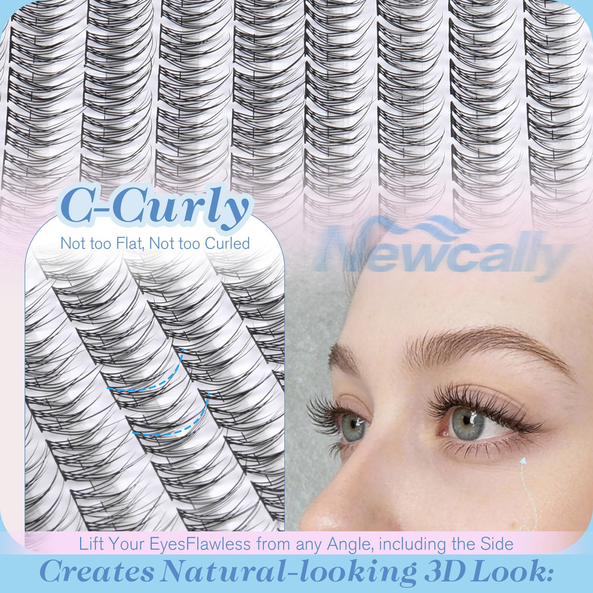 User applying Newcally lash clusters at home