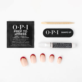 User applying OPI press on nails with nail glue
