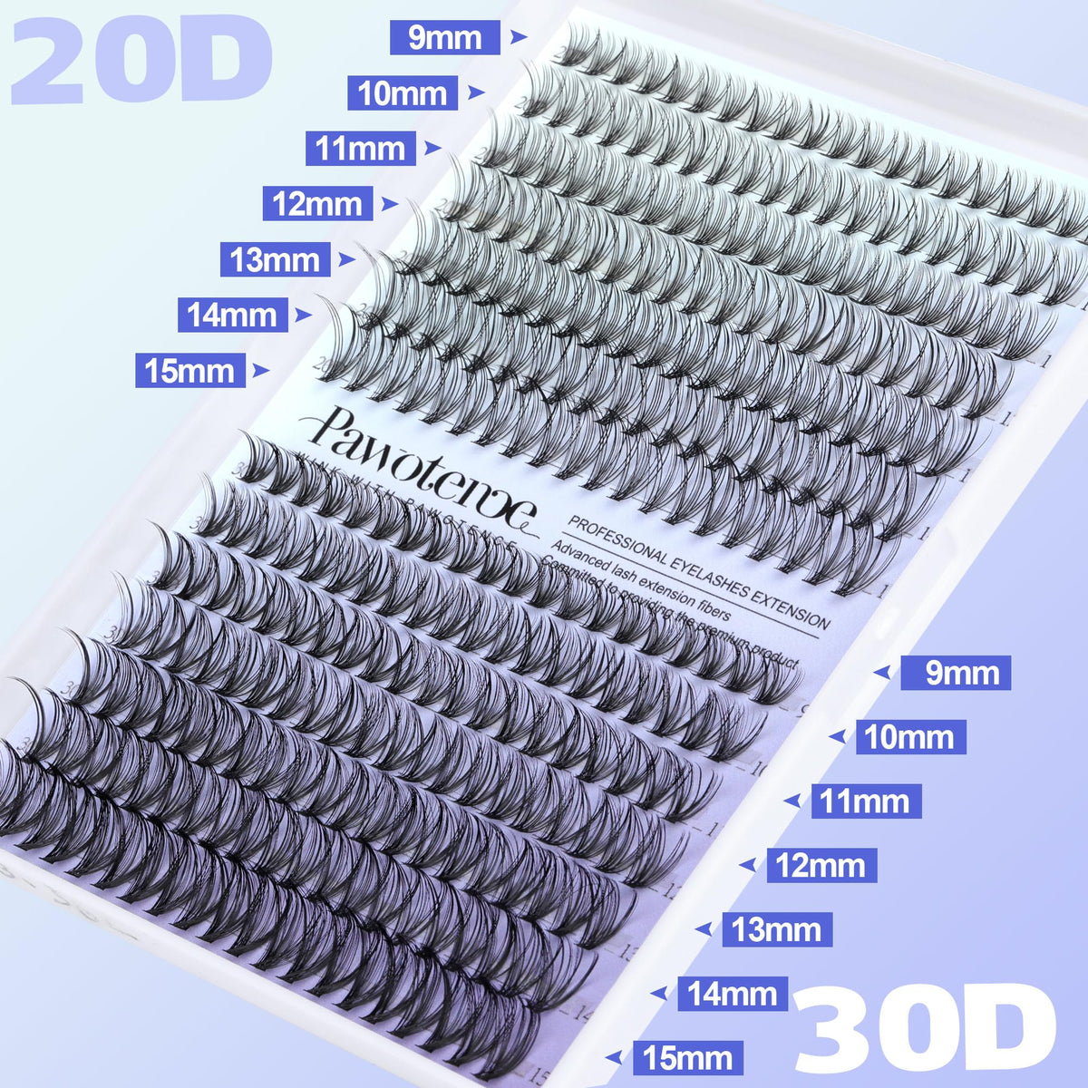 User applying Pawotence lash clusters with tweezers