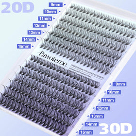 User applying Pawotence lash clusters with tweezers