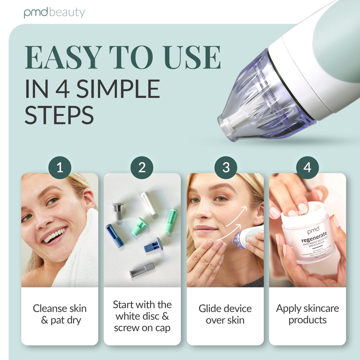 User applying PMD Beauty Personal Microderm Classic on face