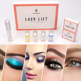 User applying RONKIE Lash Lift Kit in a home setting