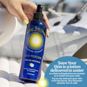 User applying Solar Recover After Sun Spray on skin