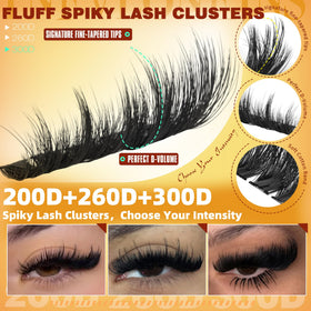 User applying TNFVLONEINS lash clusters with tweezers