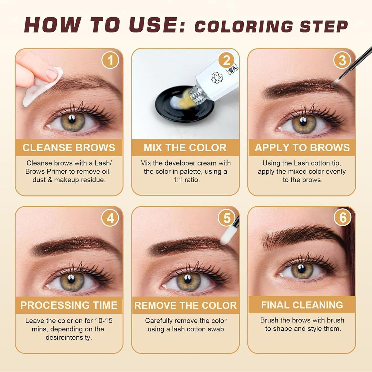 User applying WEILNELL Eyelash & Eyebrow Color Kit at home