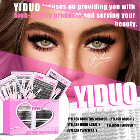 User applying YIDUO lash clusters at home