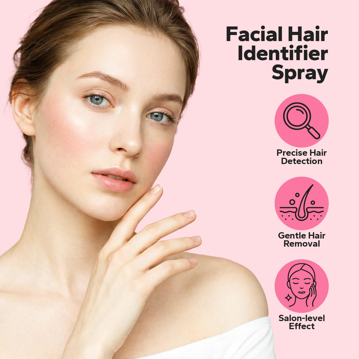 User demonstrating facial shaving with HyperHair products
