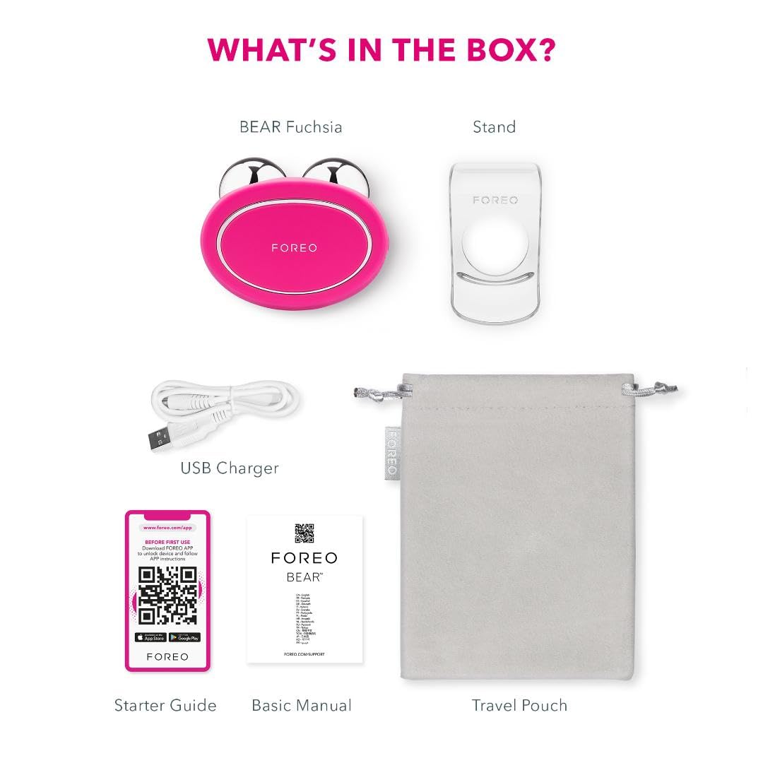 User demonstrating FOREO Bear Microcurrent Facial Device on face