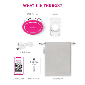 User demonstrating FOREO Bear Microcurrent Facial Device on face