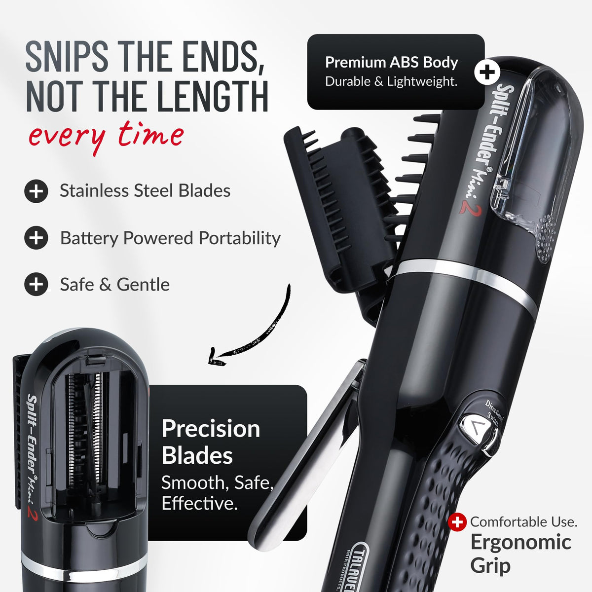 User demonstrating Split-Ender Mini 2 on curly hair