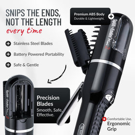User demonstrating Split-Ender Mini 2 on curly hair