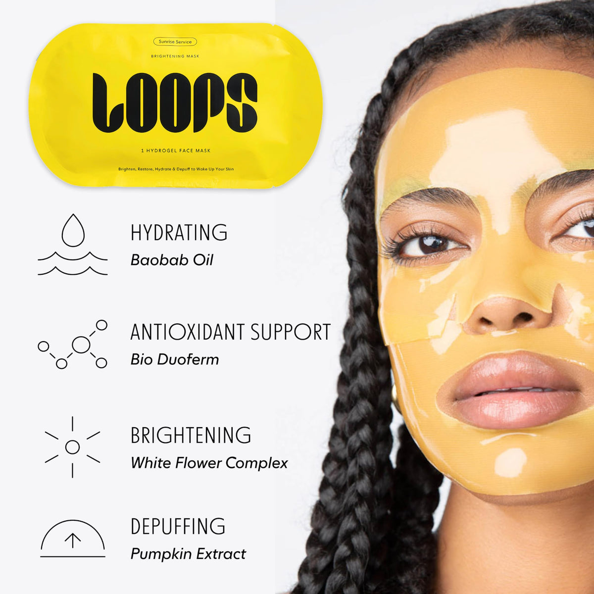 User enjoying skincare routine with LOOPS mask