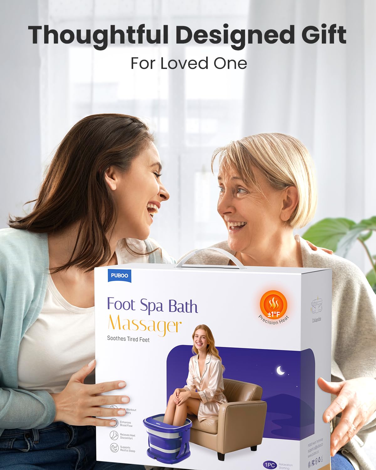 User enjoying the Puboo Foot Spa at home