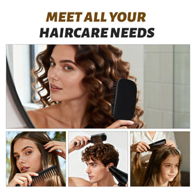 User holding BALON hair brush set for styling