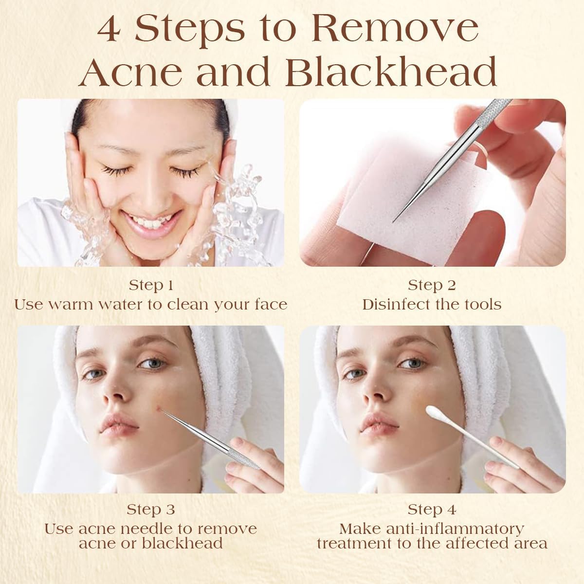 User holding DERMATED blackhead remover tool with ergonomic handle