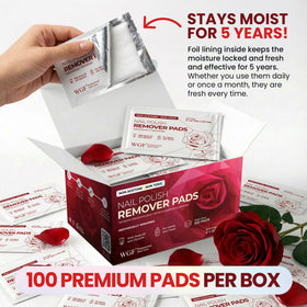 User holding WGF Nail Polish Remover Pad for nail polish removal