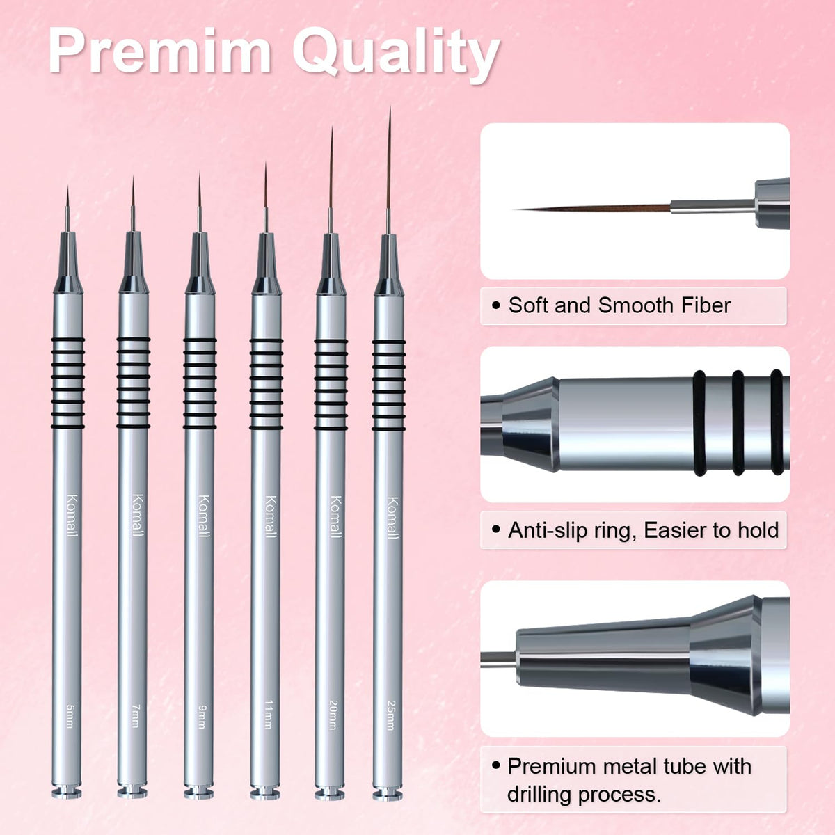 Using Komall Nail Art Brushes on nails for detailed art