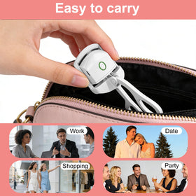 Utook Heated Eyelash Curler in a travel makeup bag