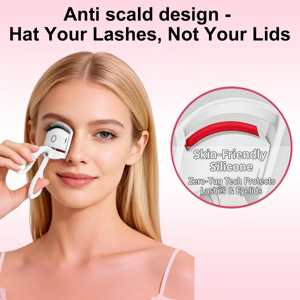 Utook Heated Eyelash Curler in use creating beautiful curls