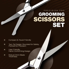 Utopia Care eyebrow scissors displayed on a flat surface