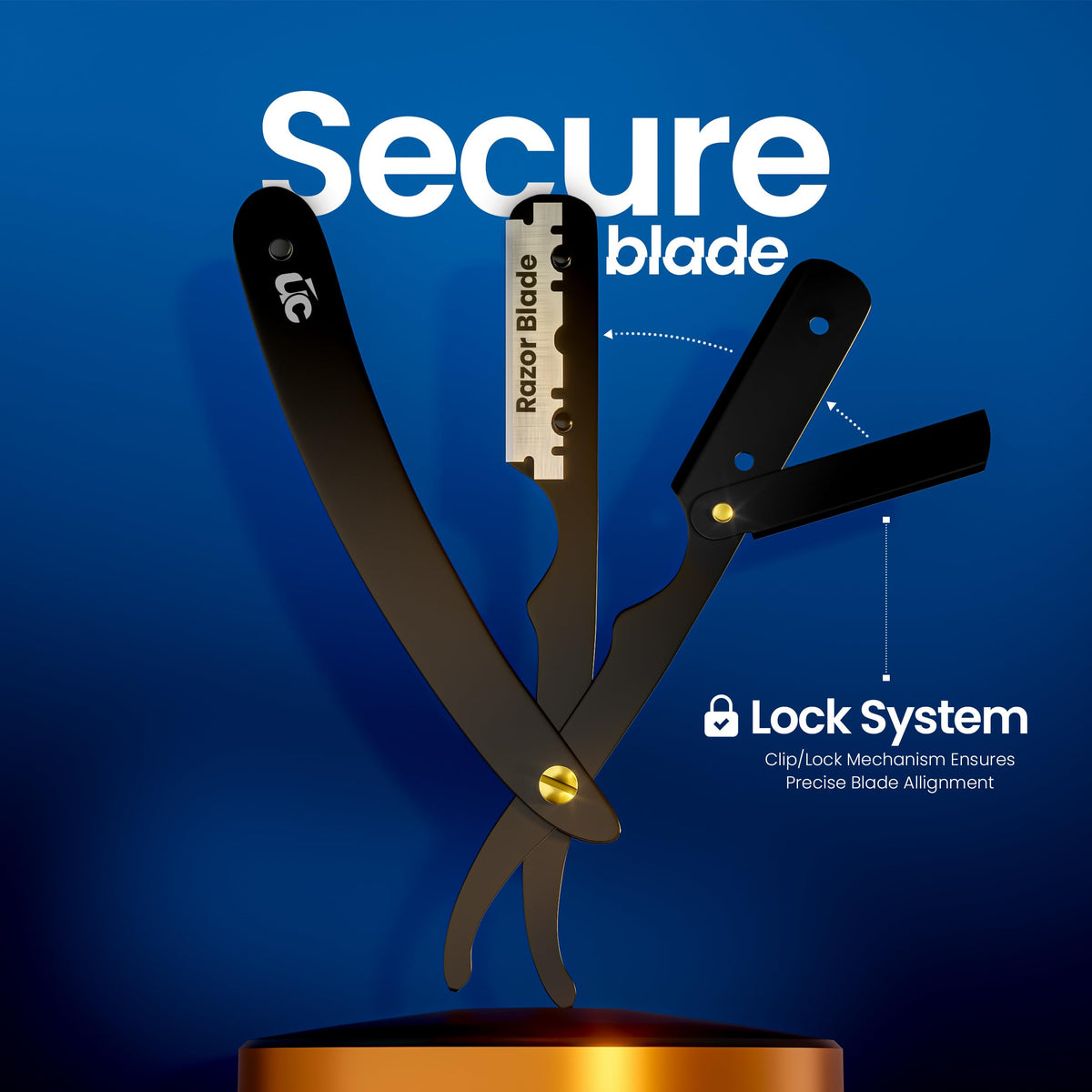 Utopia Care Straight Razor safety cap and blade feature