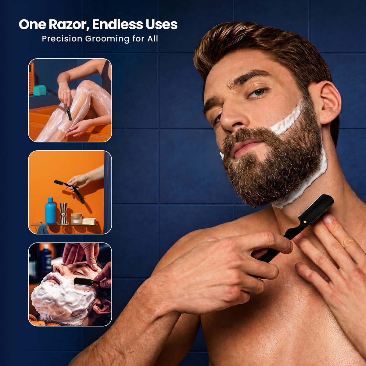 Utopia Care Straight Razor side view showing ergonomic design
