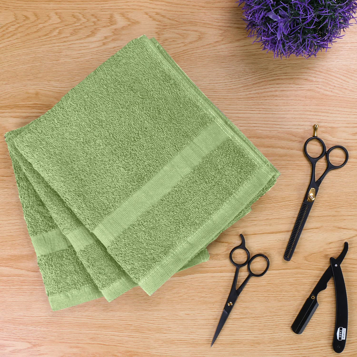 Utopia Towels sage green towel stack