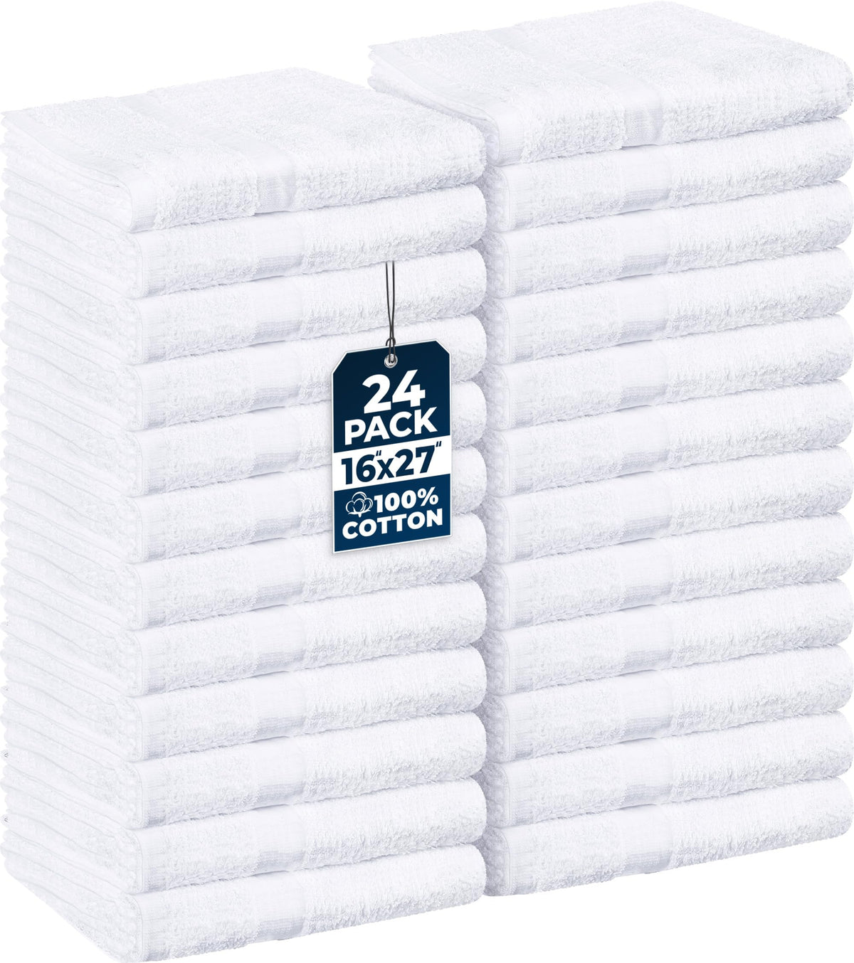 Utopia Towels Salon Towels pack of 24, white, front view