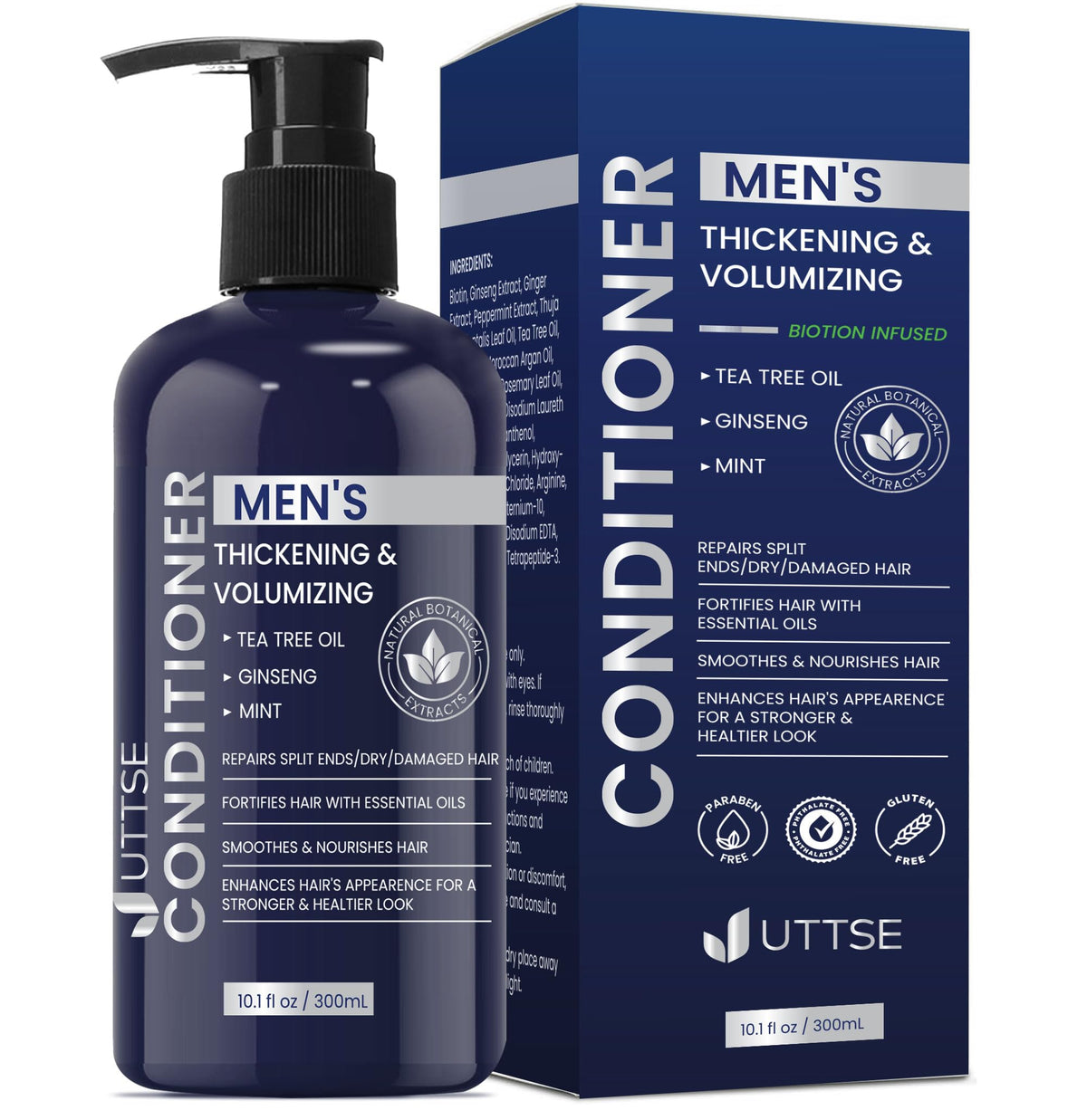 Uttse Biotin Hair Growth Conditioner 10.1 fl.oz dark blue bottle front view