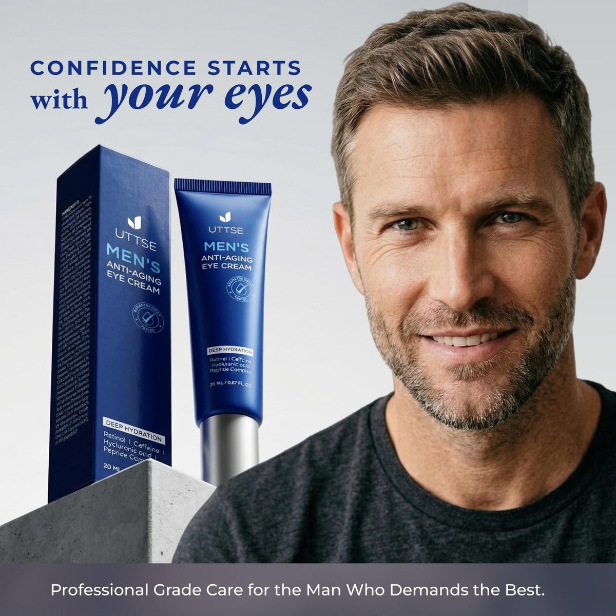 Uttse Men’s Anti Aging Eye Cream back view with details