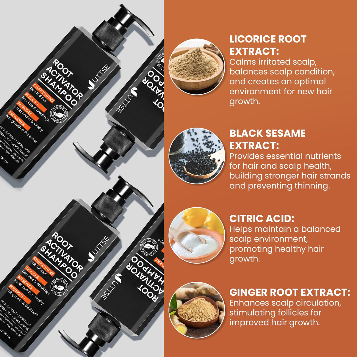 Uttse Root Activator Shampoo for Men with natural ingredients