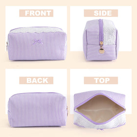 UUYUUY cute makeup bag with bow accent and zipper closure