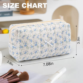 UUYUUY floral cosmetic bag side view showcasing zipper