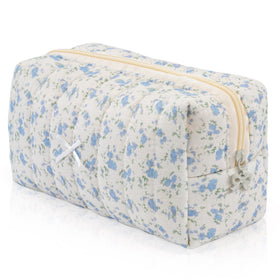 UUYUUY floral makeup bag front view with quilted design