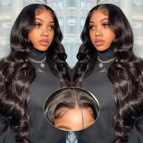 Uveous 20 Inch Glueless Wig front view with body wave style