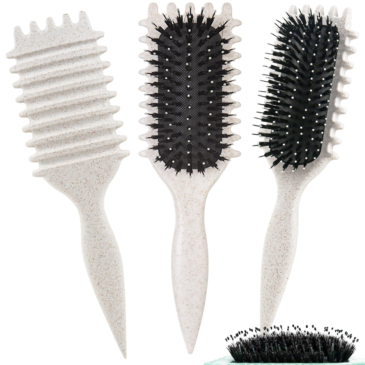 UVZNUMG Curly Hair Brush showing gentle bristles