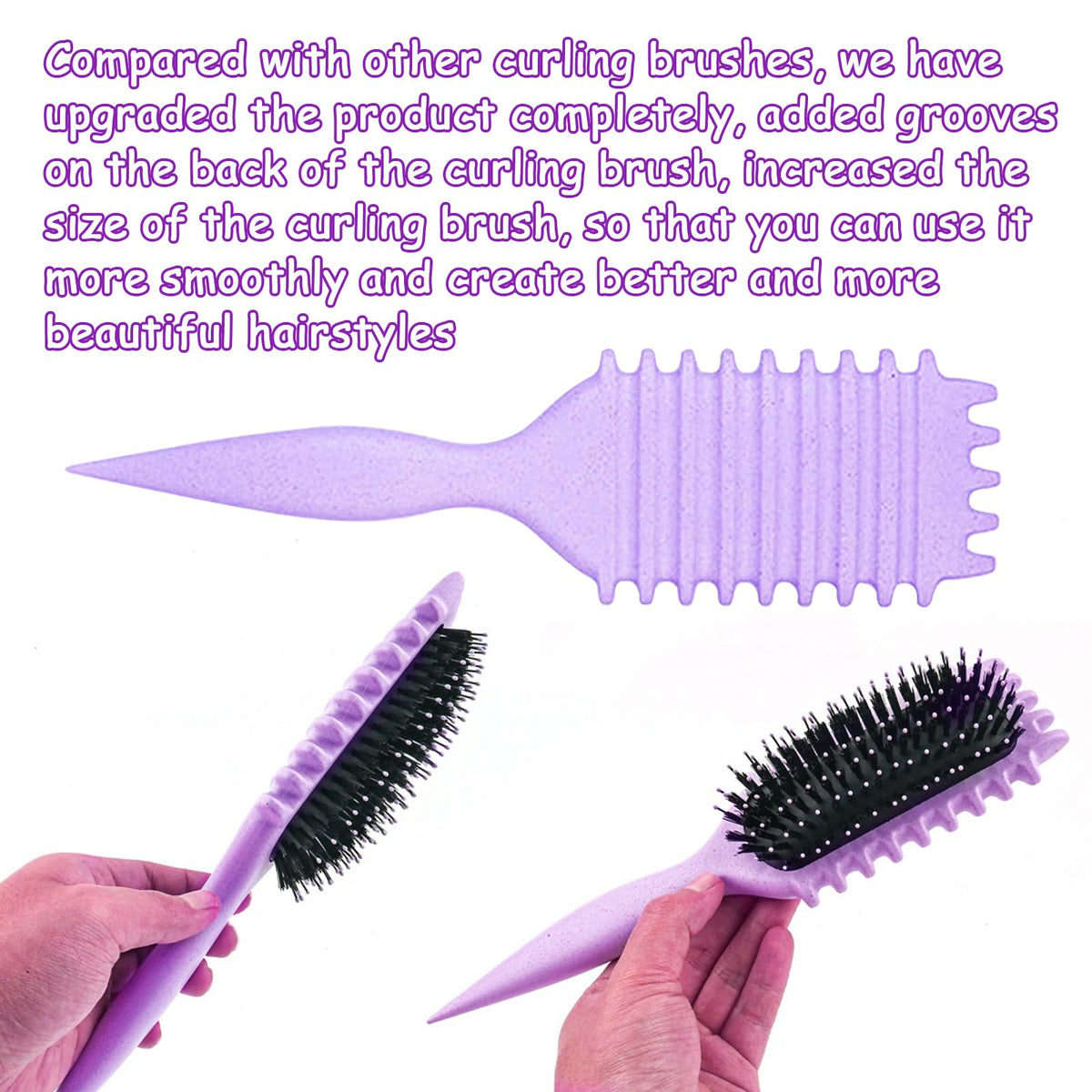 UVZNUMG Curly Hair Brush side view showing soft bristles