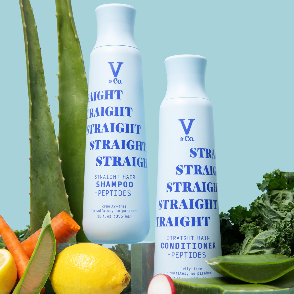 V&CO Straight Hair Moisturizing Shampoo 12 oz back view